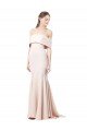 Cheapest Mermaid Bardot Maxi Formal Crepe Bridesmiad Dress with Fishtail Train UK