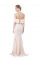 Cheapest Mermaid Bardot Maxi Formal Crepe Bridesmiad Dress with Fishtail Train UK