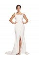 Cheapest Square Neck Long Sheath Sweep Train Crepe Bridesmaid Dress / Prom Dress  UK