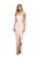 Cheapest Full Length Low Back Strapless Formal Crepe Bridesmaid Dress / Prom Dress with Thigh High Side Split UK