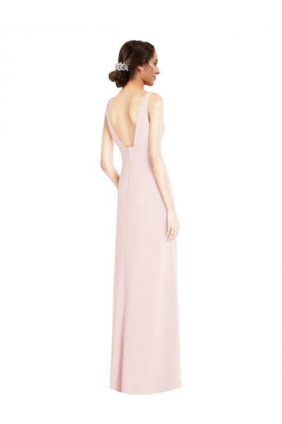 Cheapest Square Neck Low Back A-Line Bridesmaid Dress / Prom Dress with Front Slit and Pockets UK