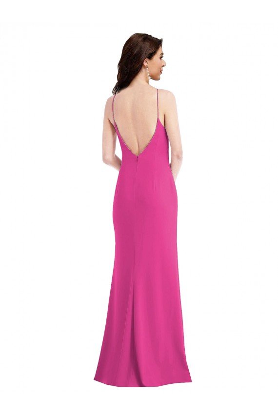 Cheapest Open Back High Neck Halter Trumpet Formal Crepe Bridesmaid Dress / Prom Dress UK