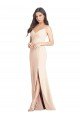 Cheapest Seamed Bodice Crepe Trumpet Bridesmaid Dress / Prom Dress with Front Slit UK