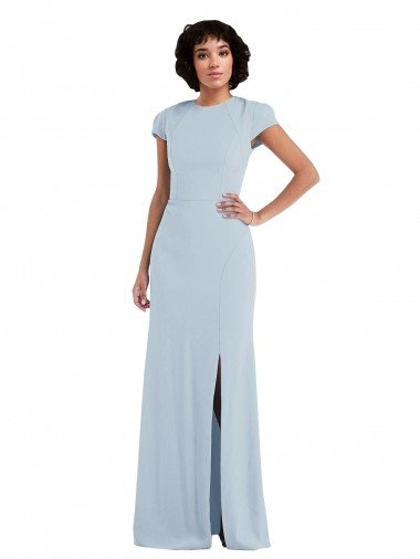 Cheapest Cap Sleeve Cutout Tie Back Trumpet Bridesmaid Dress UK