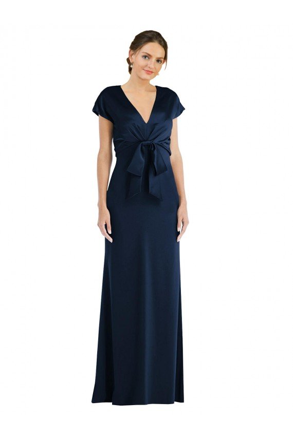 Cheapest Soft Bow Blouson Bodice Trumpet Formal Crepe Bridesmaid Dress / Prom Dress UK
