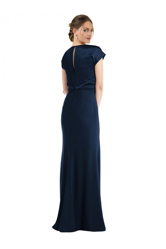 Cheapest Soft Bow Blouson Bodice Trumpet Formal Crepe Bridesmaid Dress / Prom Dress UK