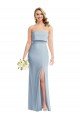Cheapest Strapless Overlay Bodice Crepe Maxi Bridesmaid Dress / Prom Dress with Front Slit UK