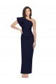 Cheapest Ruched Floor Length Long Formal Crepe Bridesmaid Dress / Prom Dress with Shoulder Ruffles UK