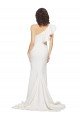 Cheapest Ruched Long Sweep Train Crepe Bridesmaid Dress / Prom Dress with Shoulder Ruffles UK