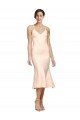 Cheapest Midi Cocktail Length V-Neckline Crepe Bridesmaid Dress / Prom Dress with Thin Straps and Fulted Skirt UK