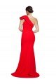 Cheapest One Shoulder Long Sweep Train Crepe Bridesmaid Dress / Prom Dress with Thigh High Split UK