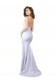 Cheapest Simple Mermaid V-Neck Long Crepe Beach Wedding Dress with Right Slit UK