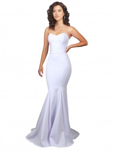 Cheapest Simple Long Strapless Sweetheart Mermaid Crepe Beach Wedding Dress UK