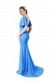 Cheapest Short Sleeves Long V-Neck Crepe Bridesmaid Dress / Prom Dress with V-Back UK