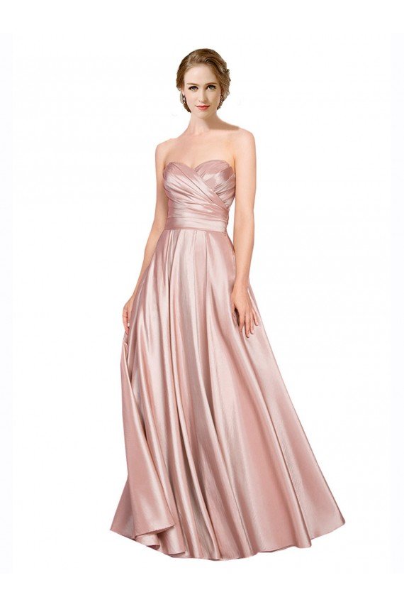 Cheapest Long Plated Strapless Sweetheat Formal Stretch Satin Bridesmaid Dress / Prom Dress UK