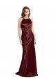 Cheapest High Neck Halter Long Sleeveless Formal Stretch Satin Bridesmaid Dress / Prom Dress with Strappy Back UK