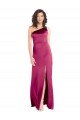 Cheapest Sleek One Shoulder A-Line Long Formal Stretch Satin Bridesmaid Dress / Prom Dress with Spaghetti Straps Back UK