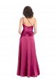 Cheapest Sleek One Shoulder A-Line Long Formal Stretch Satin Bridesmaid Dress / Prom Dress with Spaghetti Straps Back UK