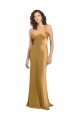 Cheapest One Shoulder Long Floor Length Formal Stretch Satin Slip Bridesmaid Dress / Prom Dress UK