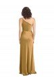 Cheapest One Shoulder Long Floor Length Formal Stretch Satin Slip Bridesmaid Dress / Prom Dress UK