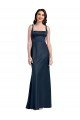 Cheapest Square Neck A-Line Long Formal Stretch Satin Bridesmaid Dress / Prom Dress with Wide Straps UK