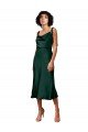 Cheapest Spaghetti Straps Tie Shoulders Cowl Neck Short Midi Length Formal Stretch Satin Cocktail Bridesmaid Dress / Prom Dress UK