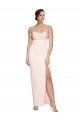 Cheapest Cowl Neck Strapless Formal Stretch Satin Bridesmaid Dress / Prom Dress with High Split UK