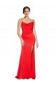 Cheapest Low Back Cowl Neck Formal Stretch Satin Bridesmaid Dress / Prom Dress with High Side Slit UK