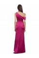 Cheapest Off the Shoulder Short Sleeves Formal Stretch Satin Bridesmaid Dress / Prom Dress with Side Slit UK