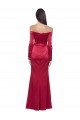 Cheapest Long Sleeves Off the Shoulder Formal Stretch Satin Bridesmaid Dress / Prom Dress with High Side Split UK