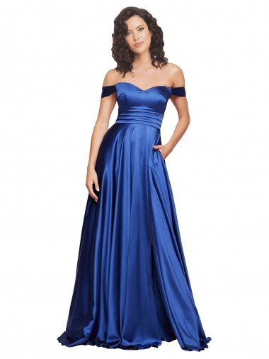 Cheapest Ball Gown Off the Shoulder Sweetheart Formal Stretch Satin Bridesmaid Dress / Prom Dress UK