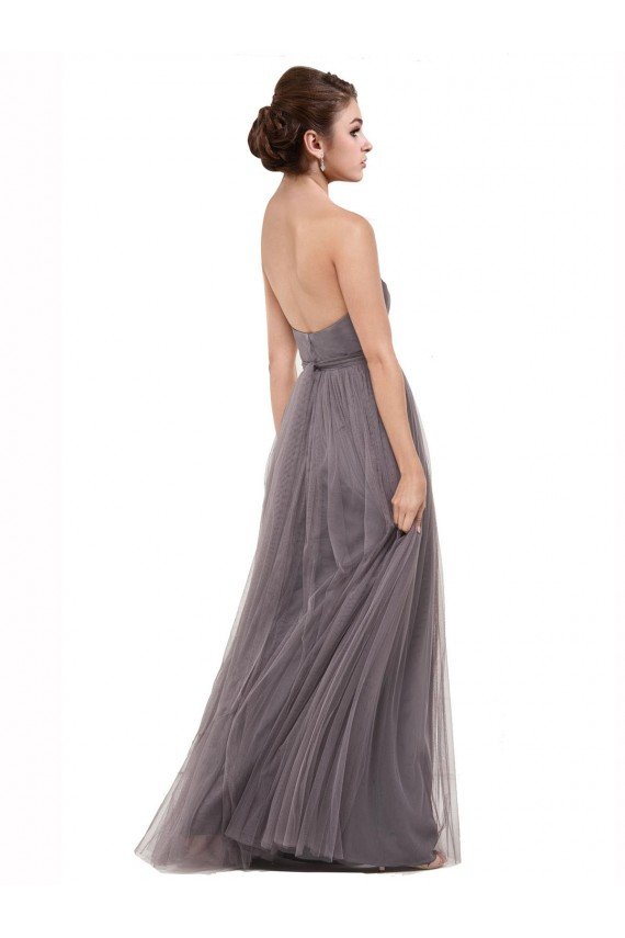Cheapest Strapless Tulle Bridesmaid Dress with Waistband UK