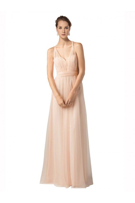 Cheapest Sweetheart A-Line Tulle Bridesmaid Dress with Shirred Bodice UK