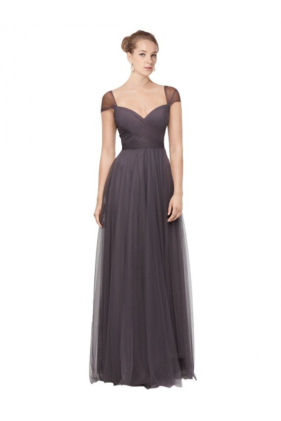 Cheapest Sweetheart Neckline Long Tulle Bridesmaid Dress with Straps UK