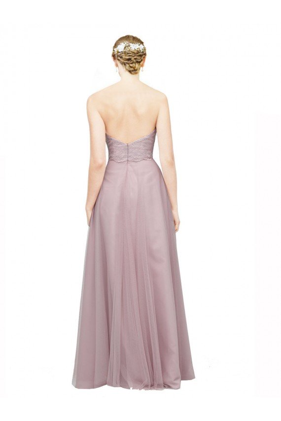 Cheapest Sweetheart Neckline Long Tulle Bridesmaid Dress with Lace Bodice UK