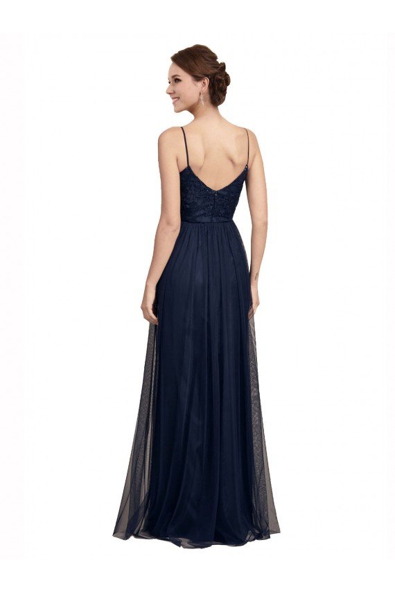 Cheapest Spaghetti Strap Tulle Bridesmaids Dress with Ballerina Neckline UK