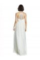 Cheapest High Neckline Long Tulle Bridesmaid Dress with Illusion Front UK