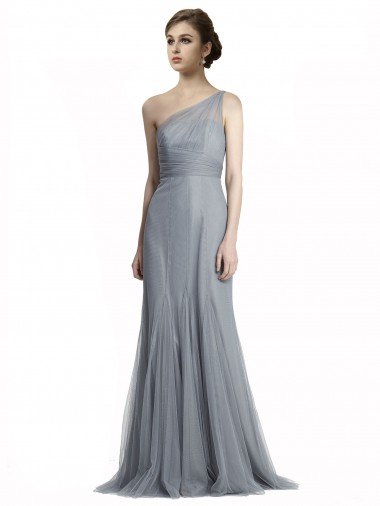 Cheapest One Shoulder Tulle Fit and Flare Bridesmaid Dress UK
