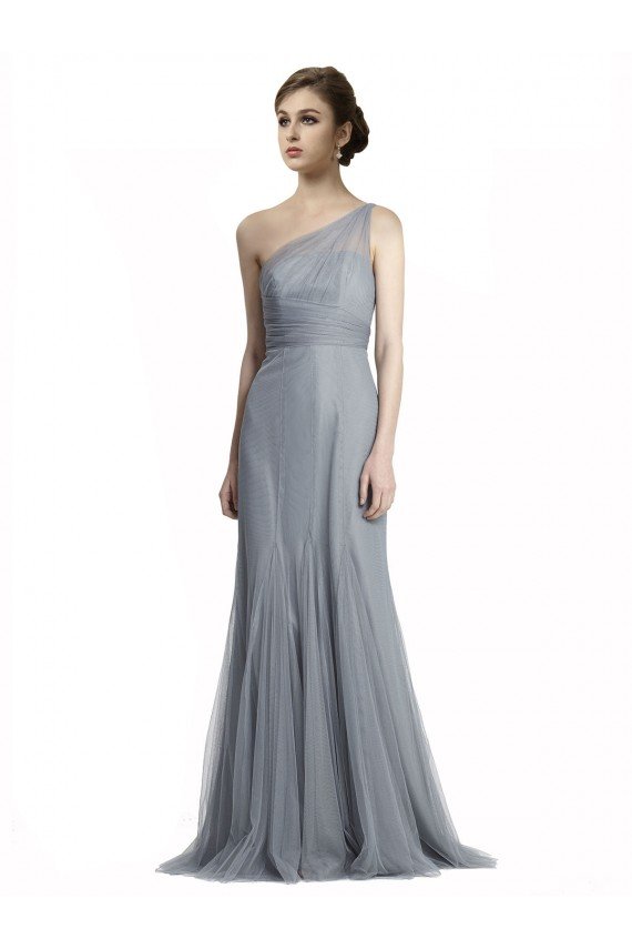 Cheapest One Shoulder Tulle Fit and Flare Bridesmaid Dress UK
