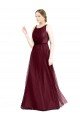 Cheapest Sleeveless Boat Neck Long Pearl Tulle Bridesmaid Dress with Keyhole Back UK