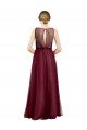 Cheapest Sleeveless Boat Neck Long Pearl Tulle Bridesmaid Dress with Keyhole Back UK