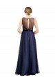 Cheapest Sleeveless Boat Neck Long Pearl Tulle Bridesmaid Dress with Keyhole Back UK