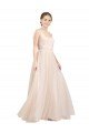 Cheapest Scooped Neckline Long Tulle Bridesmaid Dress with Open Back UK