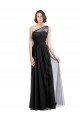 Cheapest Ruched Long Soft Tulle Bridesmaid Dress with Sheer Netting Shoulder Strap UK