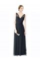 Cheapest Long Tulle Bridesmaid Dress with Illusion Shoulder Straps and V-Back UK