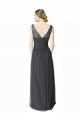 Cheapest Long Tulle Bridesmaid Dress with Illusion Shoulder Straps and V-Back UK