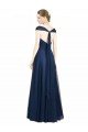Cheapest Ruched Sweetheart Long A-Line Tulle Bridesmaid Dress with Wide Straps and Tie Back UK