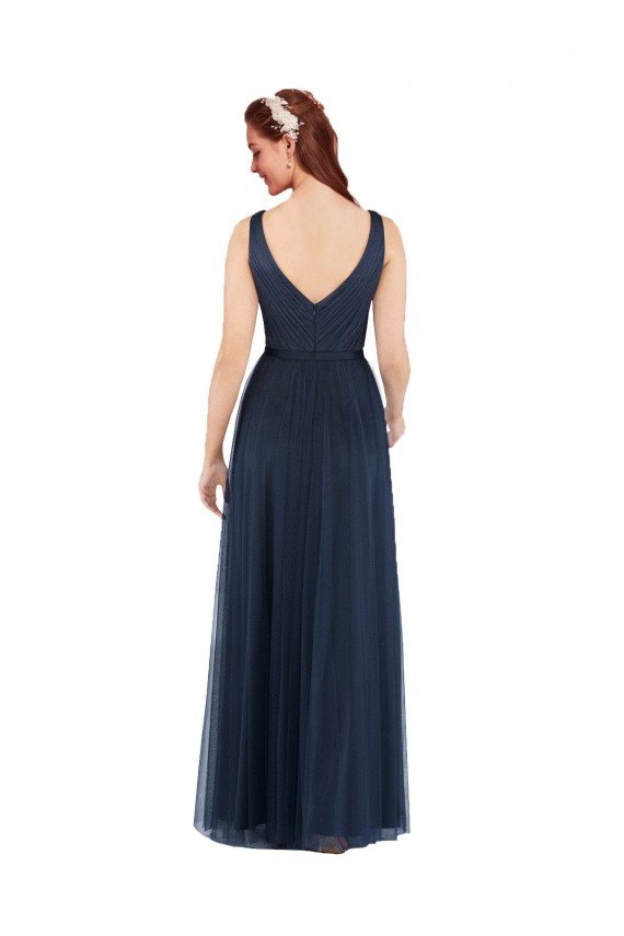 Cheapest V-Neck Soft and Simple Tulle Bridesmaid Dress UK