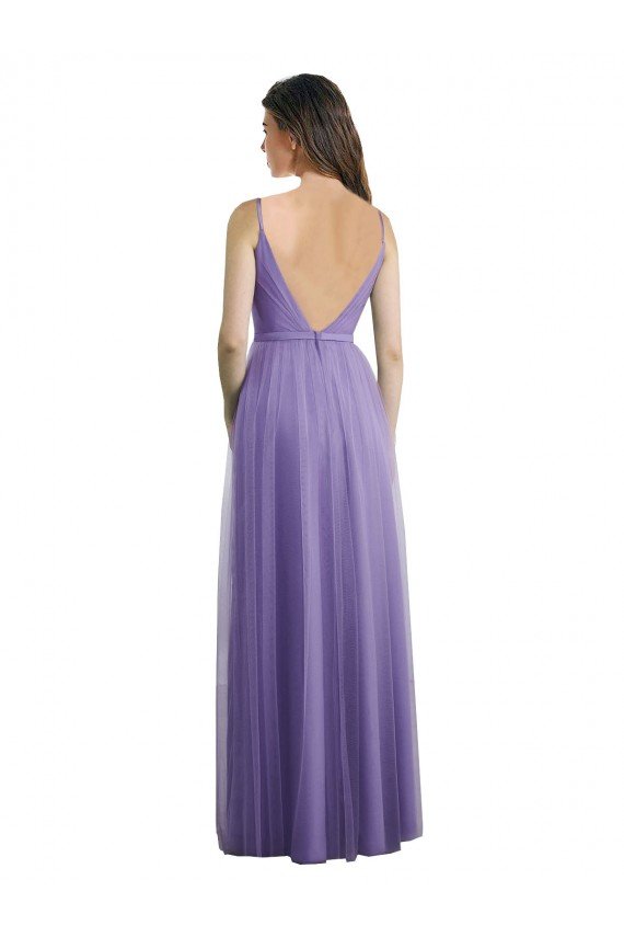 Cheapest Sweetheart Deep V-Back Tulle Bridesmaid Dress with Draped Bodice UK
