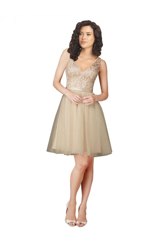 Cheapest Tulle Bridesmaid Dress with Embroidery and Beading UK